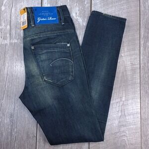 G-Star Raw Low T Loose Tapered Jeans Womens 25 Dark Blue Track Aged Denim NEW